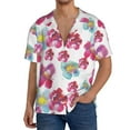 thumbnail image 3 of Wukai Watercolor Flowers Men's Casual Short-Sleeve Button Down Shirt - Lightweight Summer Dress Shirt for Daily Wear-, 3 of 7