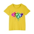 thumbnail image 2 of Sakmal Cotton Kids Clothes Yellow Crew Neck Floral Short Sleeve 3-7y Daily Life Kids Tee, 2 of 5