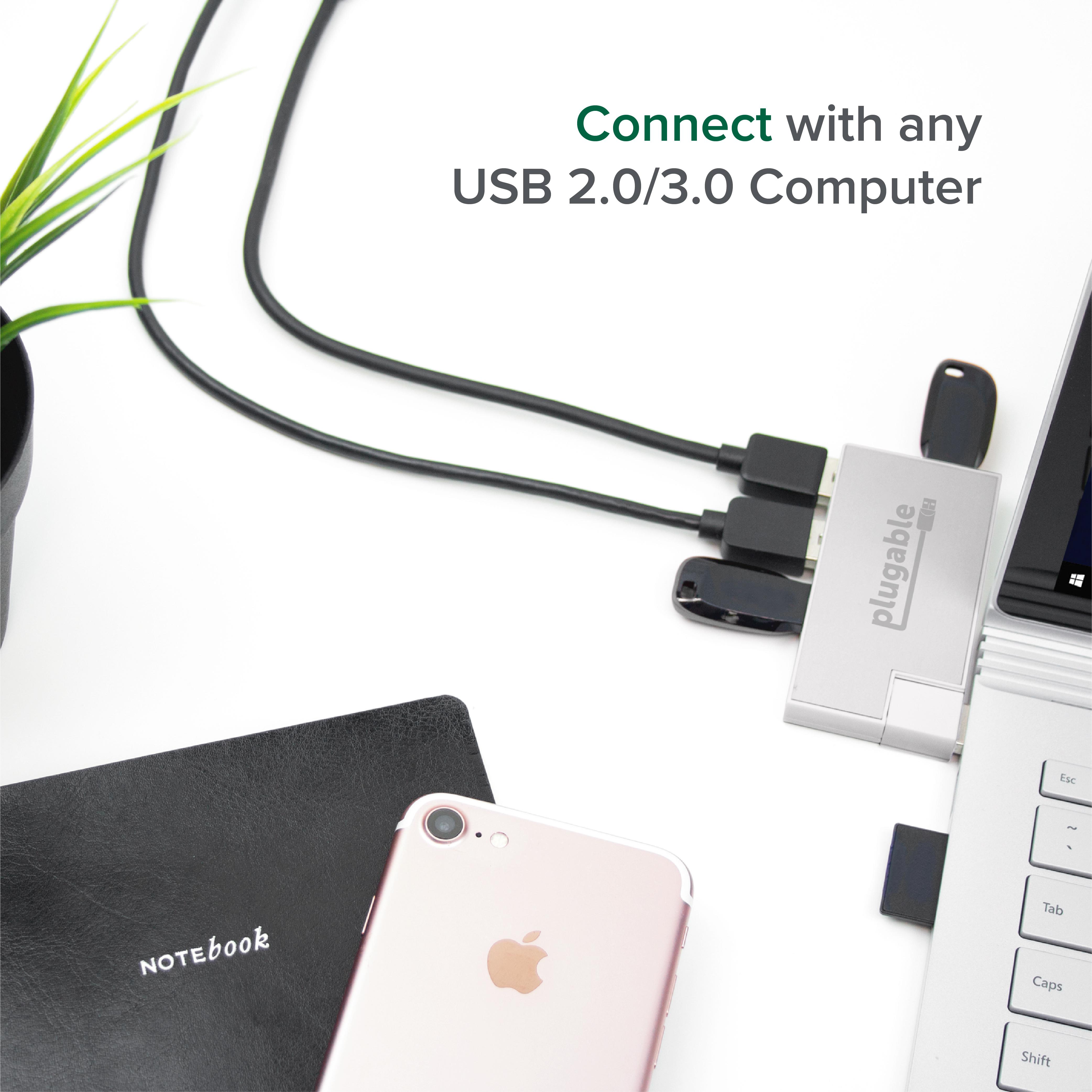 Plugable USB Hub, Rotating 4 Port USB 3.0 Hub, Powered USB Hub (Compatible with Windows, macOS & Linux, USB 2.0 Backwards Compatible) - image 3 of 7