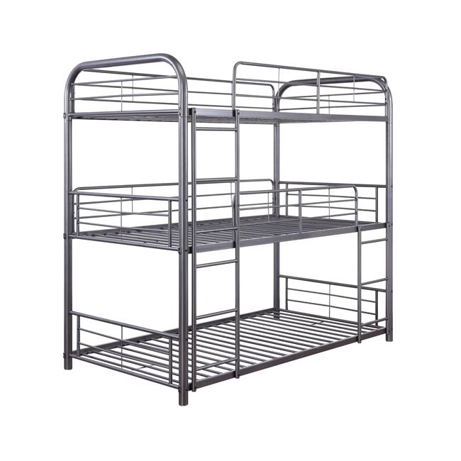 HomeRoots 347206 42 x 79 x 74 in. Gunmetal Metal Triple Twin Bunk Bed ...