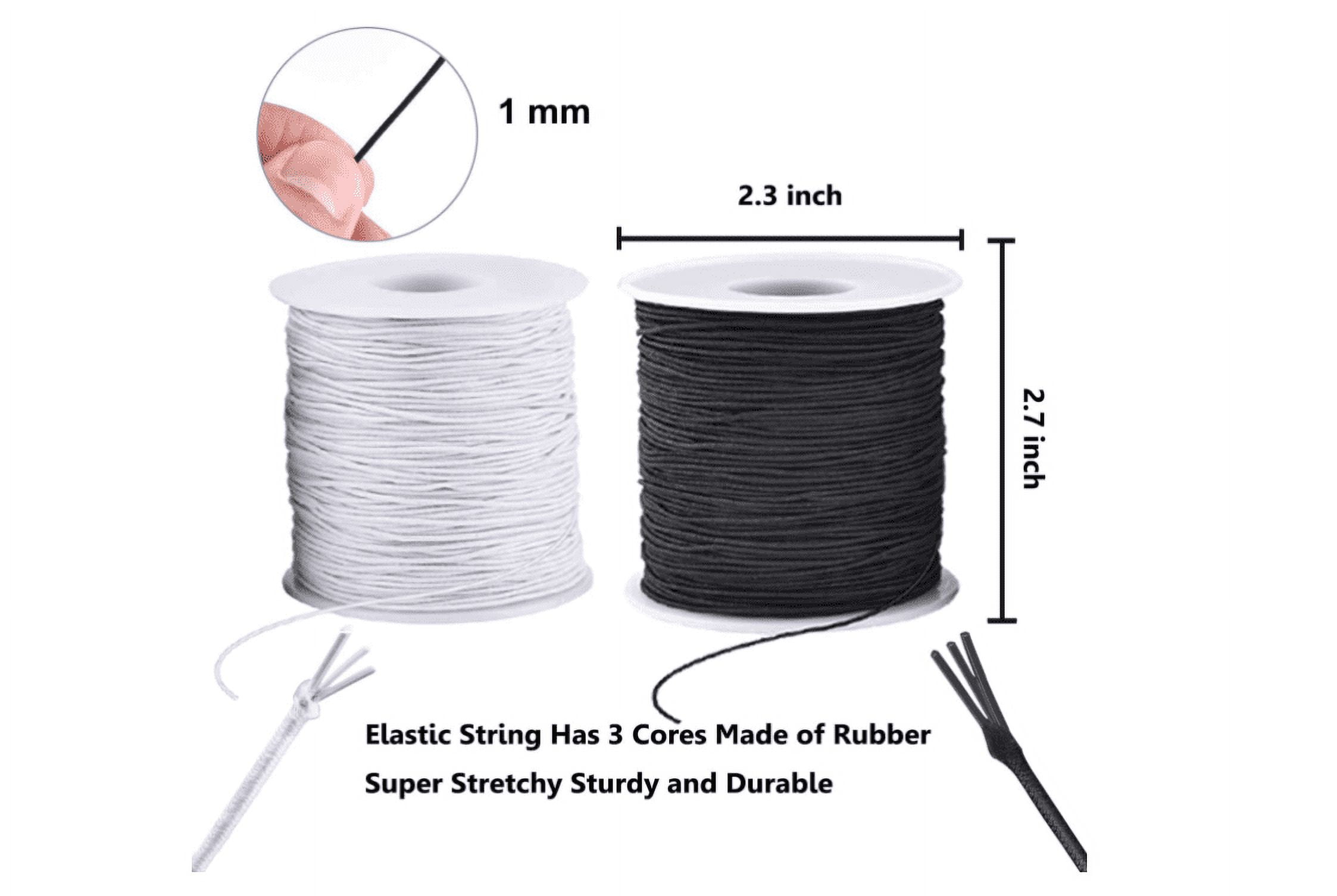 Elastic String for Bracelets, 2 Rolls 1 mm Sturdy Stretchy Elastic Cord for  Jewelry Making, Necklaces, Beading.（Black+White) 