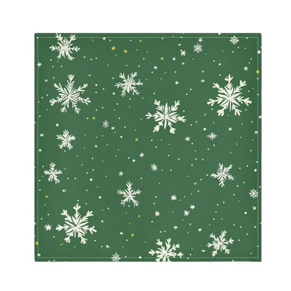 Qxltty Green Background with Snowflakes Napkins 20×20in Perfect for Parties Dinners Weddings Cocktail Housewarming Cloth Napkins Set of 6
