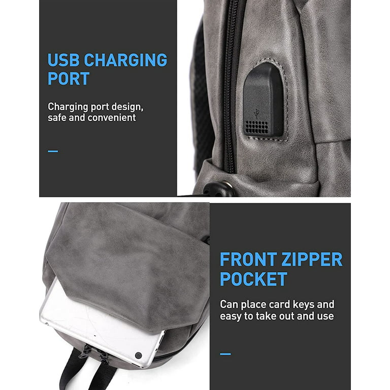 SEAFEW Small Grey Anti Theft Sling Crossbody Backpack Shoulder Bag