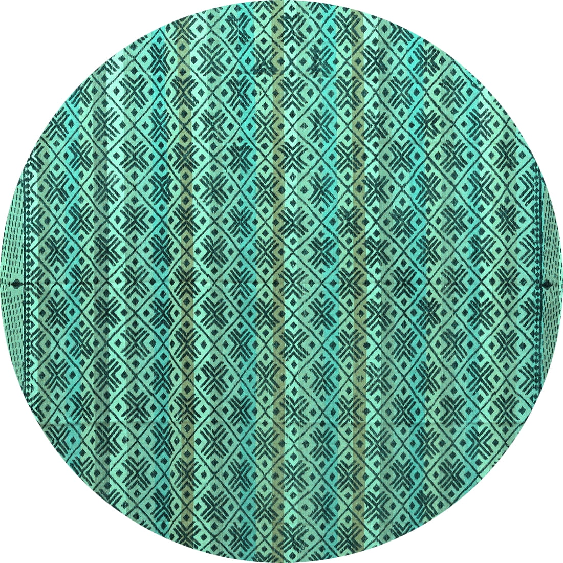 Ahgly Company Indoor Round Abstract Turquoise Blue Modern Area Rugs, 8 ...