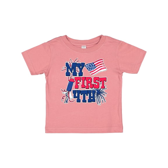Inktastic My First 4th with American Flag Rocket and Fireworks Boys or Girls Baby T-Shirt