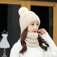 thumbnail image 5 of Uooqdmx Hat and Scarf Set Beanie and Scarf Set Snow Caps Warm Beanie Fleece Neck Gaiter Knit Hat Scarf Beige One Size, 5 of 6