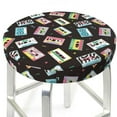 thumbnail image 3 of KLL Colorful Retro Tape Round Bar Chair Cushion Cover 13 inch ,Bar Stool Protector with Elastic, Soft Washable, 3 of 6