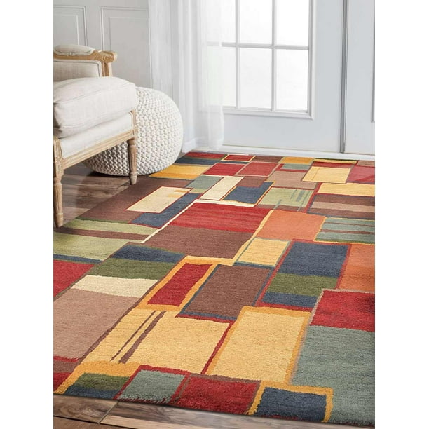 Rugsotic Carpets Hand Tufted Wool 6'x6' Square Area Rug Geometric
