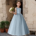 thumbnail image 2 of Girls' Formal Dress Solid Sleeveless Long Princess Dress Flower Girl Wedding Birthday Dress Blue 14 Y-15 Y, 2 of 7