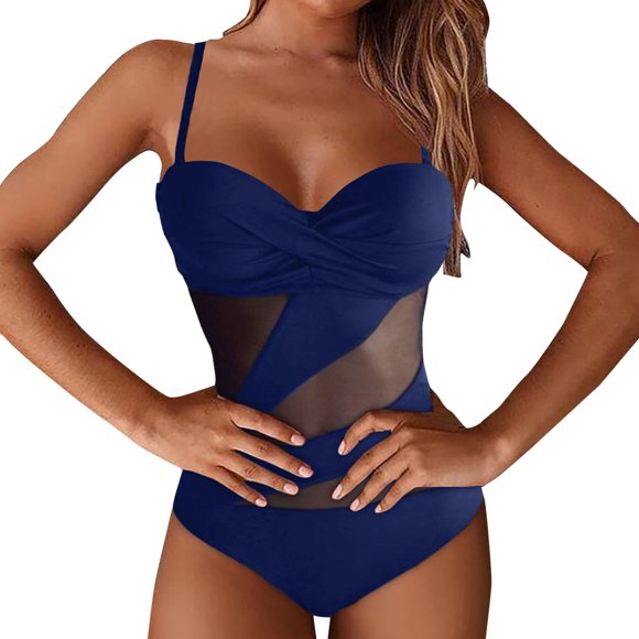 Kcodviy Wrap Women 1Piece Bikini Busty Bikini Swimsuit Patchwork Vintage Mesh Green Bikini Ruched Piece Front Retro Man Bikini Set Two Swimwears 1Pieces