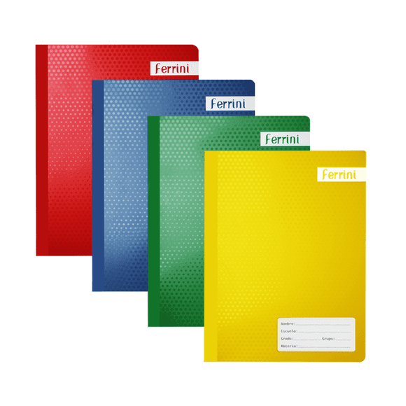 Cuaderno Cosido Profesional Ferrini C7 100 Hojas Pack 4 Colores Primarios