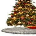 thumbnail image 7 of FabricLA Platinum Gray Faux Fur Tree Skirt Cut - 48-Inches with Rounded Edges (No Backing) for Christmas, 7 of 7