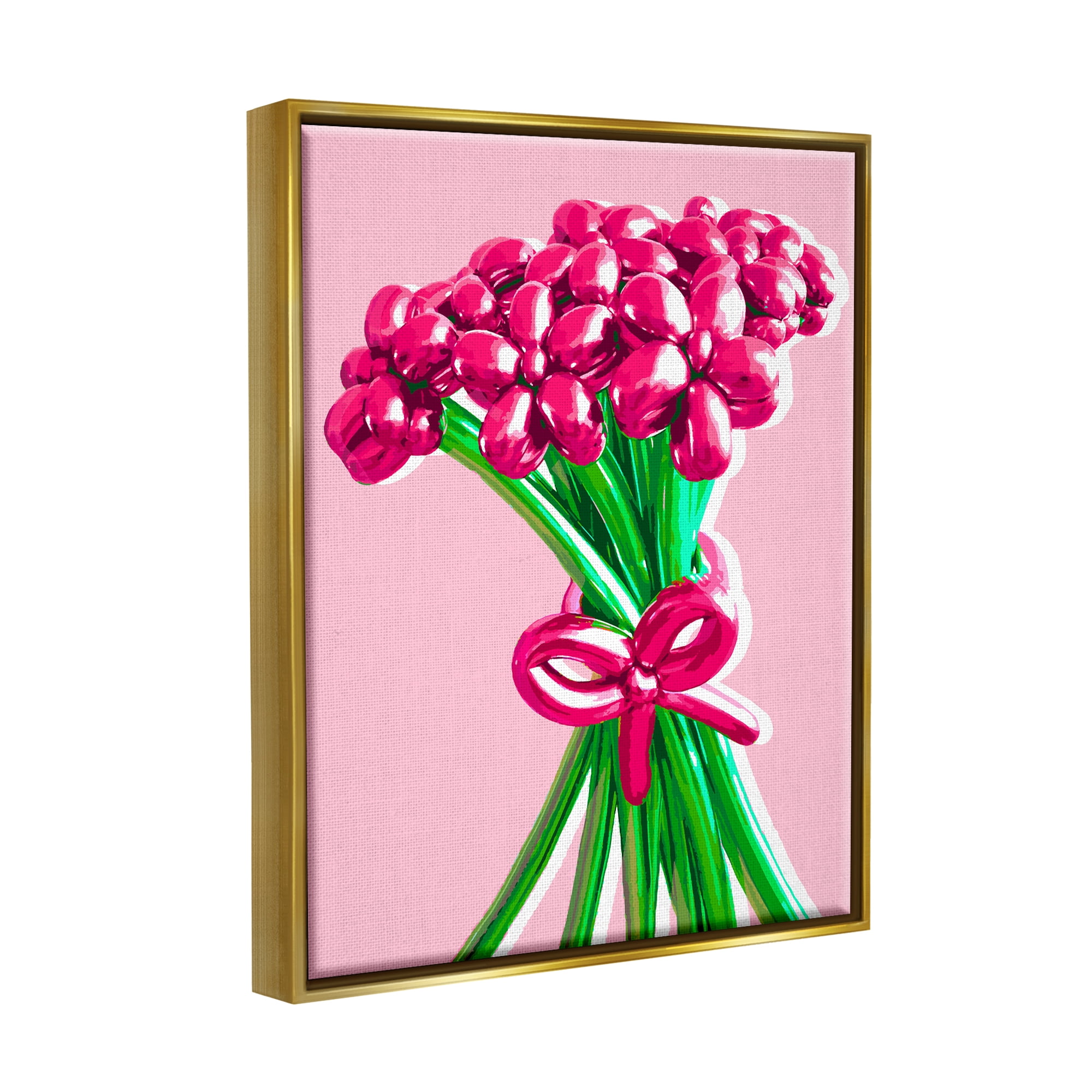 Stupell Industries Balloon Flower Bouquet Abstract Painting Gold Floater Framed Art Print Wall Art, 17 x 21