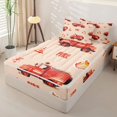 thumbnail image 2 of Erosebridal Watercolor Fire Truck Pattern Zipper Twin Comforter Sets with Fitted Sheet and 2 Pillowcases,Cute Flame Print Zipper Bedding Set,Red Orange,Reversible, 2 of 6