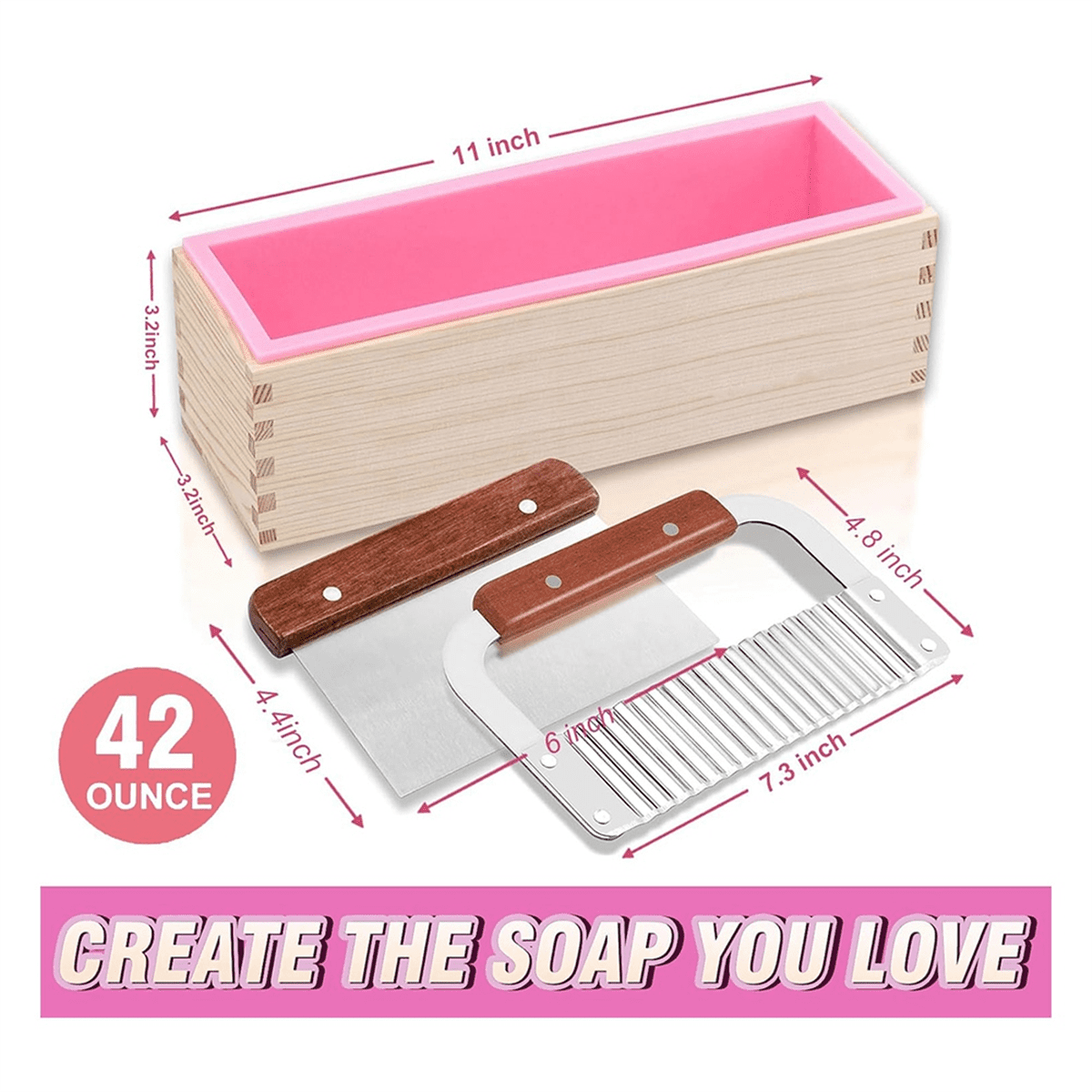 Soap Making Supplies - Flexible Rectangular Bread Mold with Wooden Box for Soap Making 47 Oz B