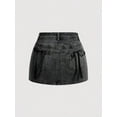 thumbnail image 5 of Womens Black 2 Washed Denim Mini Skirt With White Bow-Tie Pocket Details, 5 of 8