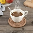 thumbnail image 3 of 8 Pcs Drink Coasters with Holder, Cotton Woven Absorbent Coasters for Drinks, Minimalist Home Decor Coaster Set for Wooden Tabletop Protection Table, 4.3 inches - Brown, 3 of 7