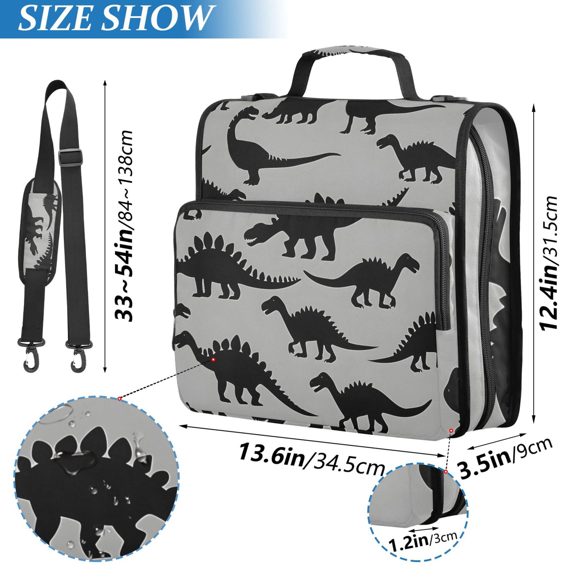 ALAZA Zipper Binder Art Dinosaur Silhouettes 3 Ring Trapper Keeper File Folder Organizer Bag