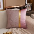 thumbnail image 4 of Set of 2 Pillowcases decorated with modern minimalist gold leather stitched wavy striped square Pillowcase 18x18"-Pink, 4 of 5