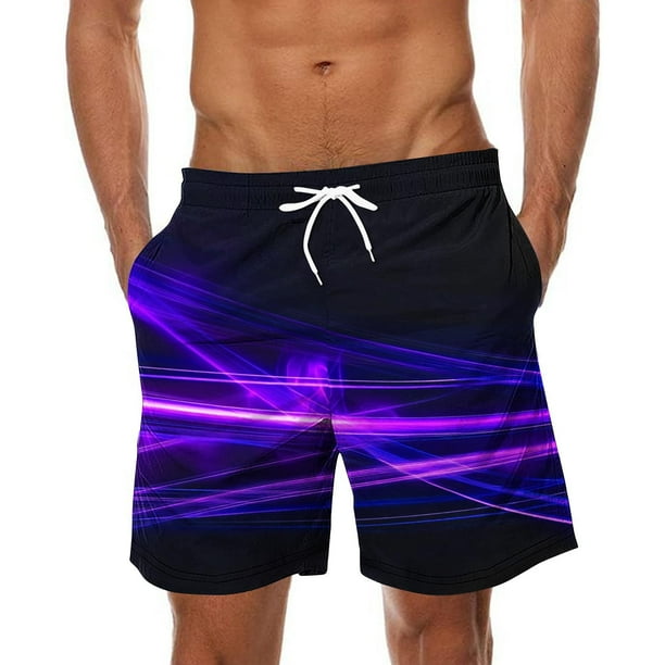 Pantalones de Playa con Cordón Impreso con Cintura Elástica para Hombre, con Bolsillos para Uso Casual Y Al Aire Libre