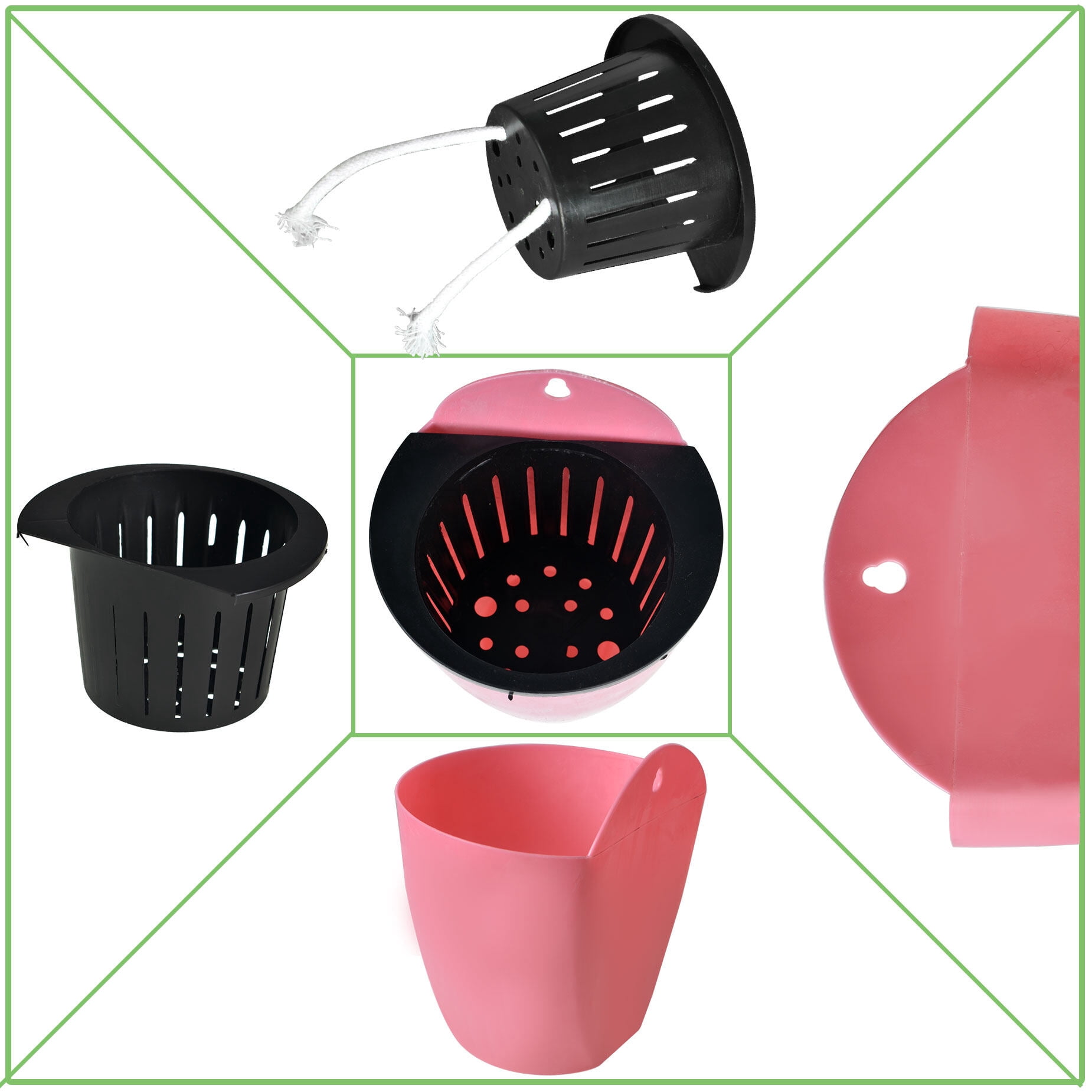 waltyotur 7Pack Self-watering Plant Flower Pot Wall Hanging Plastic Planters with Hooks