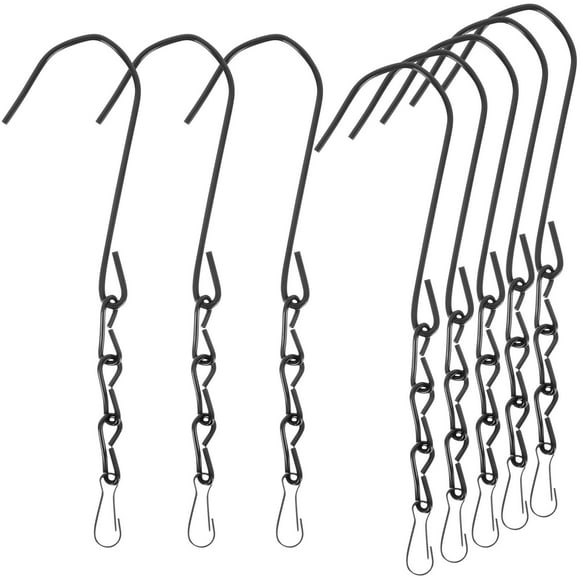 IFANLANDOR 8 Pcs Chaînes Suspendues en Métal avec Crochets pour Panier de Jardinière Mangeoire pour Oiseaux Noir Durable