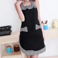 thumbnail image 2 of Women Cute Bowknot Decor Pocket Apron Plaid Print Splicing Adjustable Lace-up Kitchen Flirty Apron Mother Day Gift, 2 of 4