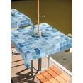 thumbnail image 2 of Outdoor Tablecloth with Umbrella Hole for Patio/Picnic/Party/Camping, Blue Checkered Waterproof Table Cloth Square Cover Washable, Farmhouse Plaid Buffalo Elegant Geometric (54"x 54"), 2 of 8