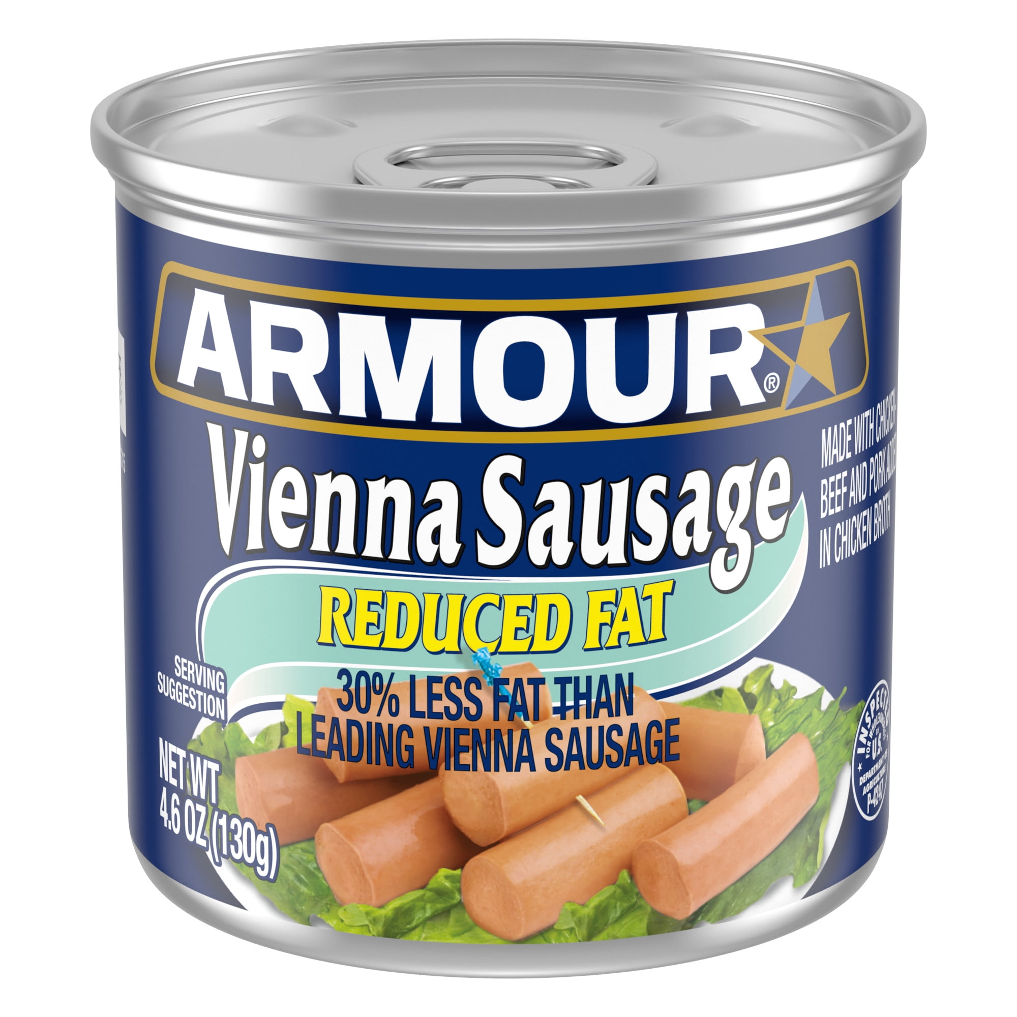 (4 pack) Armour Star Reduced Fat Vienna Sausage, 6g protein Per Serving, Canned Sausage, 4.6 oz. Can