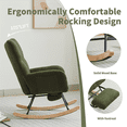 thumbnail image 6 of PAPROOS Rocking Nursery Chair with Footrest, Upholstered Glider Chair with High Backrest and Side Pocket, Teddy Fabric Rocker Accent Armchair for Nursery Bedroom Living Room, Dark Green, 6 of 10