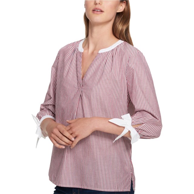Tommy Hilfiger Blusa de punto a rayas para mujer, rojo, mediano Tommy Hilfiger Tejer