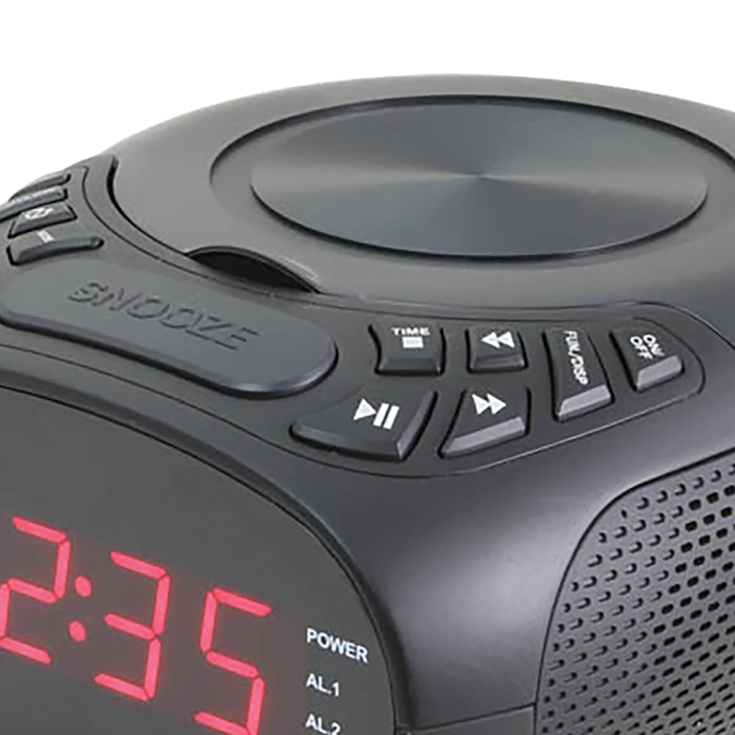 GPX Dual-Alarm CD/FM Clock Radio with 0.9-In. LED Display, Black, CC318BPT