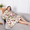 thumbnail image 5 of Oversized Wearable Blanket Hoodie,Brown Mushroom Leaf White Pattern Sherpa Blanket Hoodie with Super Pockets,Super Warm Fuzzy Pullover for Women & Men, 5 of 6