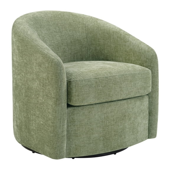 Bella Barrel Swivel Chair in Leaf Green Fabric