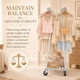 thumbnail image 4 of 600lb Heavy Duty Clothes Rack Stainless-Steel Garment Rack with Shelf Clothing Rack for Hanging Clothes with Wheels Rolling Clothes Rack with Double Rods Clothes Drying Rack,47.25"L×65"H×16.54"W, 4 of 11