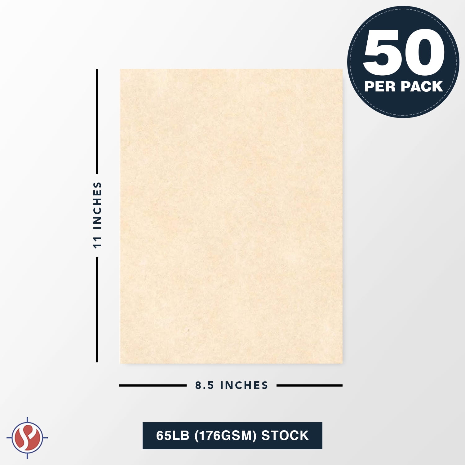 Natural Parchment Cardstock – Great for Certificates, Menus and Wedding Invitations | 65Lb Cover (176gsm) | 8.5 x 11” | 50 Sheets per Pack