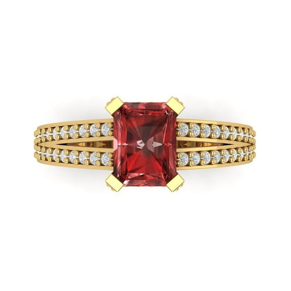 Clara Pucci 14K Yellow Gold 2.45ct Garnet Solitaire with Accents Ring