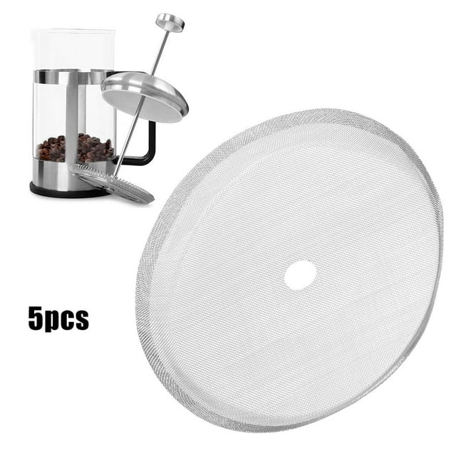 TOPINCN 5 Pcs Filtre en Maille d'Acier Inoxydable 80 pour Cafetière à Pression Française 350ml, Filtre à Pression Française