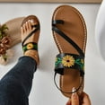 thumbnail image 4 of Xfvqtps Sandals for Womens Toe Ring Flip Flop Sandals Flower Embroidered Flat Bottomed Open Toe Slip on Elastic Band Non Slip Beach Summer Thong Sandals Black, 4 of 9