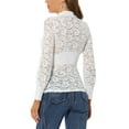 thumbnail image 3 of INSPIRE CHIC Blouse en Dentelle Florale Semi-Transparente à Manches Longues et Col Roulé pour Femmes Blanc TG, 3 of 5