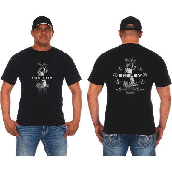 JH Design Men's Shelby Cobra T-Shirt Short Sleeve Black Crew Neck Shirt