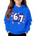 thumbnail image 2 of Playtopia Youth Glitter Star 67 SIX SEVEN Graphic Hooded Pullover 350g Polyester Long Sleeve Kangaroo Pocket Casual Sweatshirt 1PC Big Kids Sizes 100-160, 2 of 4