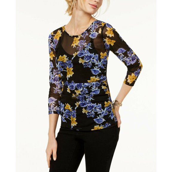 INC International Concepts Printed 34-Sleeve Illusion Me Peony Paradise L