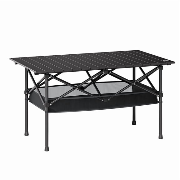 Portable Folding Camping Table: Roll-up design with carry bag. Ideal for indoor/outdoor, camping, beach, backyard, BBQ, parties, patio, picnics. Easy transport & setup.