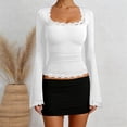 thumbnail image 2 of JAJAHO Womens Shirts Flare Long Sleeve Square Neck Tops Lace Trim Basic Girls Crop Tops Fashion Clothes 2026 Stylish Tops, 2 of 4