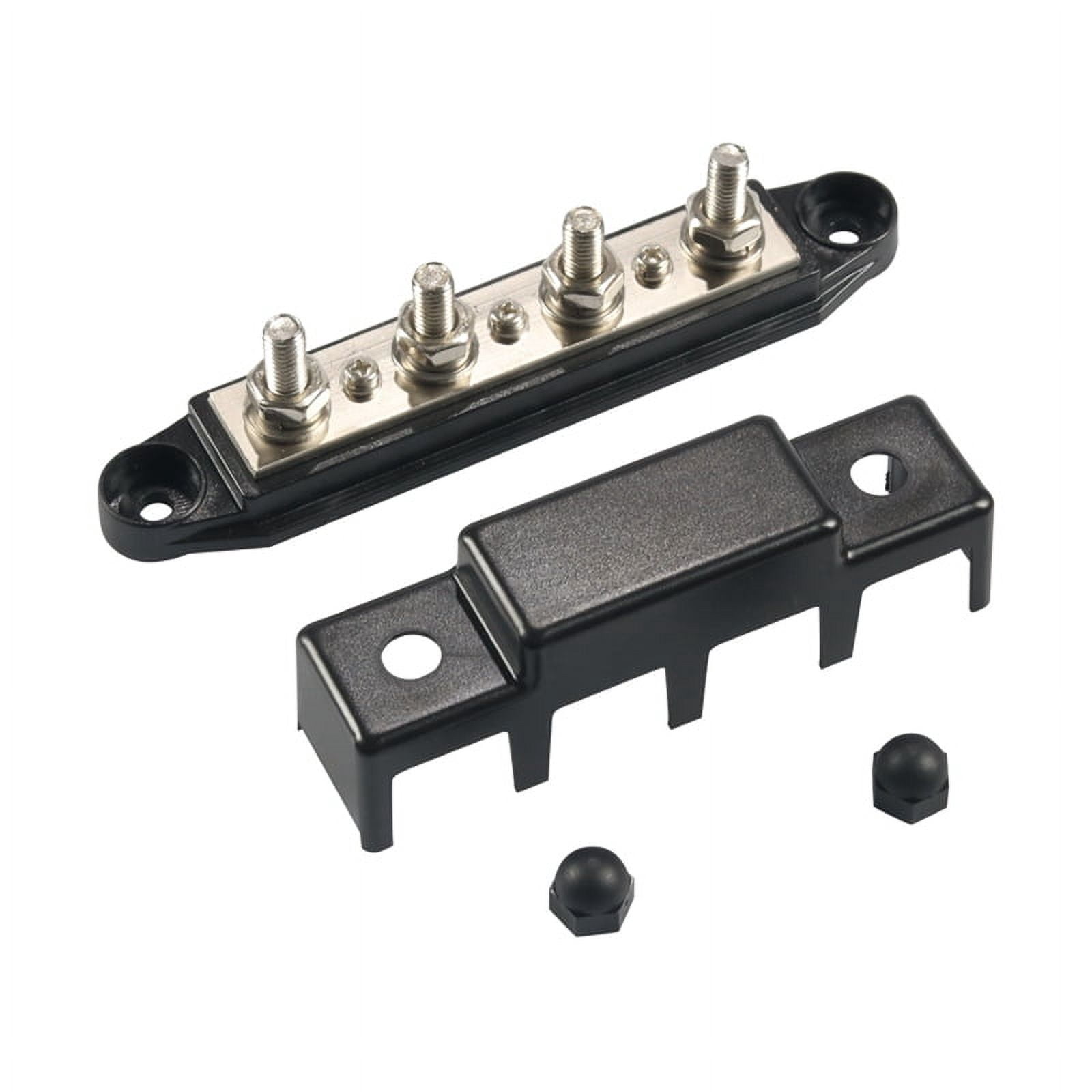 12v Bus Bar 4 Post 300A Power Distribution Block 5/16Inch Battery Terminal Block Stud with Cover and Wire Lugs