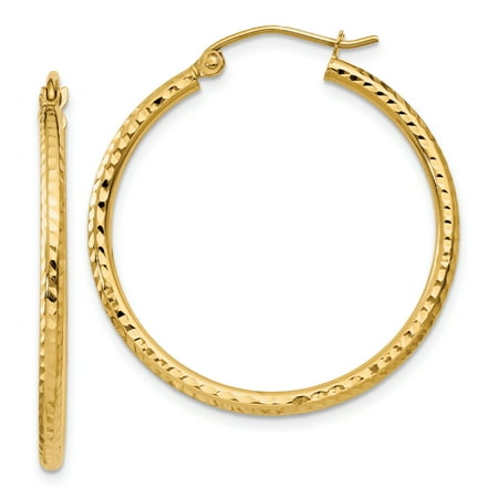 14kt Yellow Gold 2mm Round Tube Hoop Earrings Ear Hoops Set Fine Jewelry Ideal Gifts For Women Gift Set From Heart
