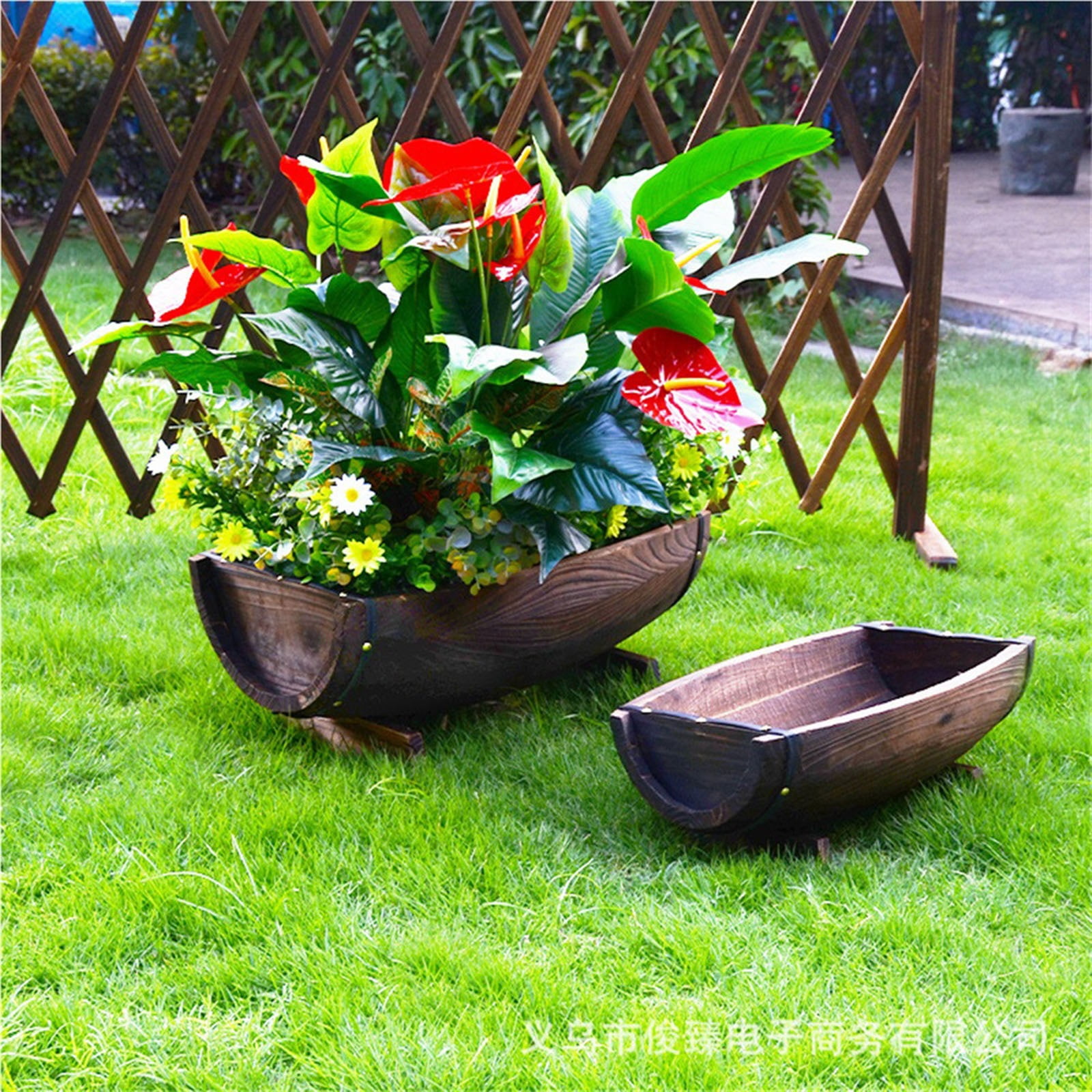 Wooden Half Barrel Planter Decorative Flower Pot for Use for Weddings Gardening and Home Decor
