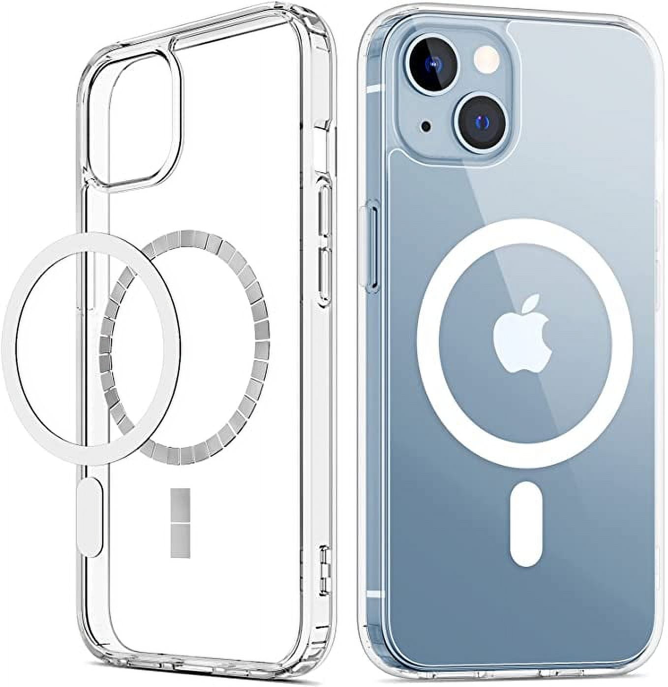 iPhone 13 Mini Clear Magnetic Case Compatible with Magsafe, [Yellow Resistant] Hard Cover Soft Silicone, Slim Thin fit Shockproof Protective Phone Case for 13 mini