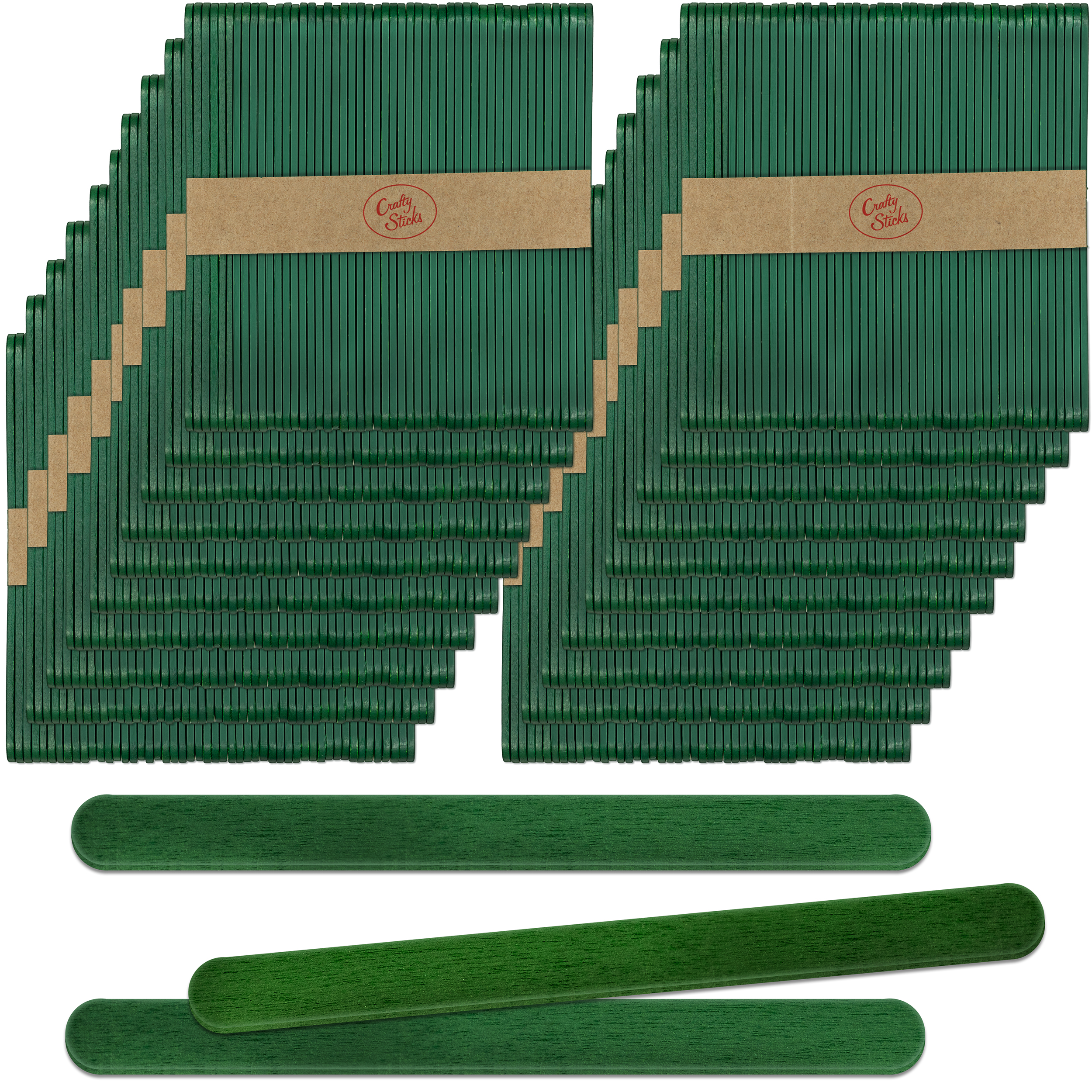 CraftySticks- 1000 Pack 4.5 Inch Green Painted Popsicle Sticks, Wood Craft Sticks for Crafts, Learning and STEM Basics